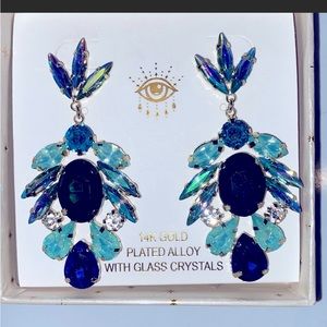 NWT- Eye Candy sapphire and aqua blue dangle earrings.